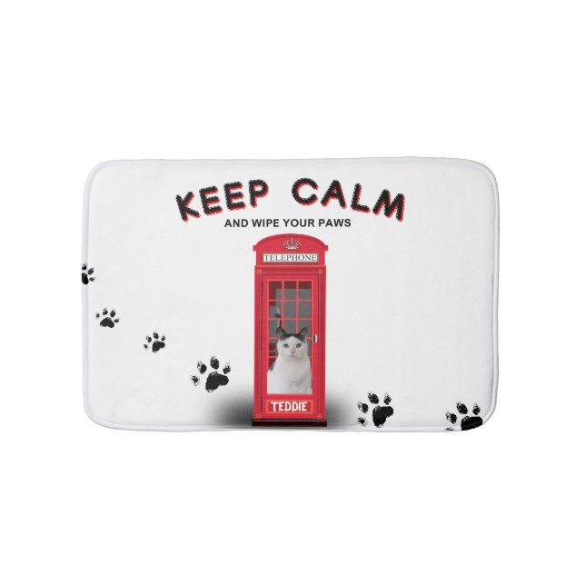 'Keep Calm' Red Phone Booth customizable Badrumsmatta (Framsidan)