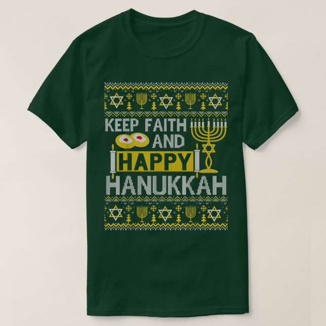 Keep Faith and Happy Hanukkah by Artify Ugly Sweat T Shirt (Design framsida)