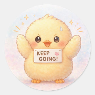 Keep Going Alma Cute Chick Sticker Runt Klistermärke