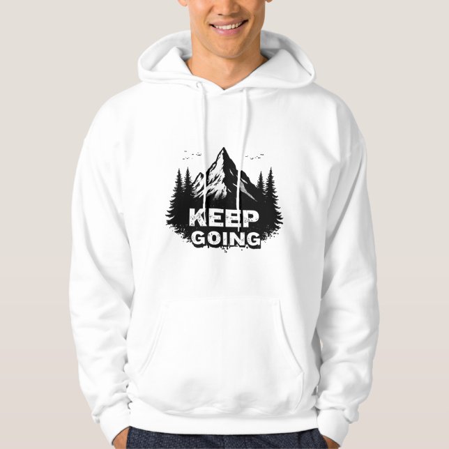 Keep Going Hoodie – Minimal Motivational Typografi (Framsida)