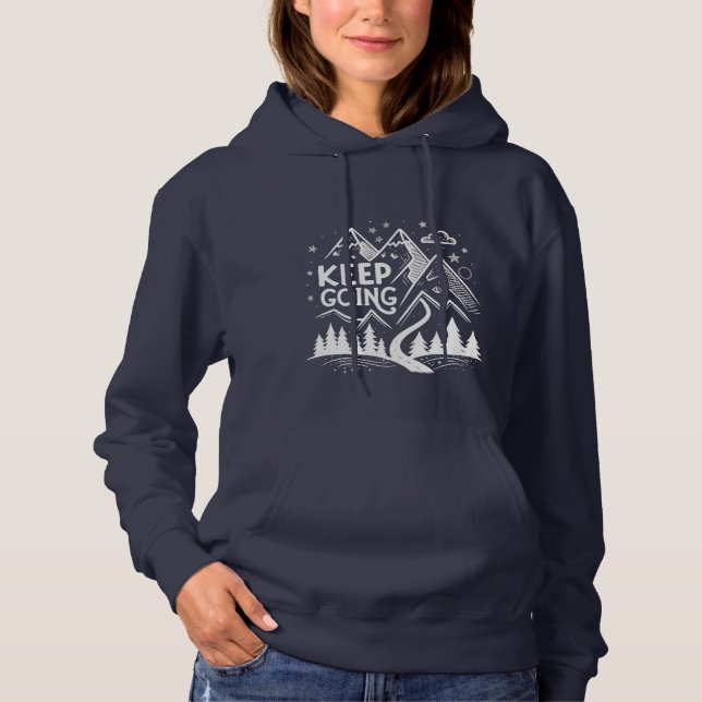 Keep Going Mountain Hoodie – Hand-Drawn Geometric2 T Shirt (Framsida)