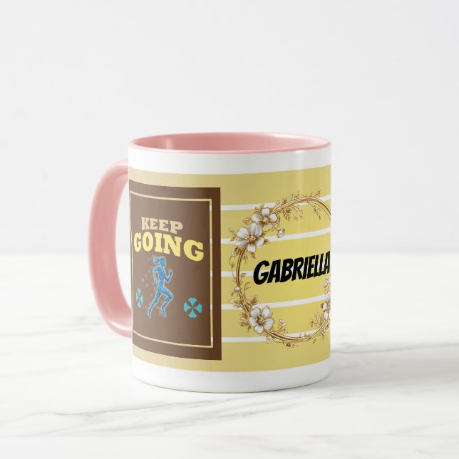 Keep Going – Personalized Motivational Floral Mug  Mugg (Framsida vänster)