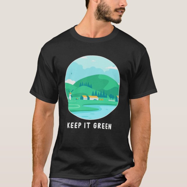 Keep It Green Eco friendly Earth Day T Shirt (Framsida)
