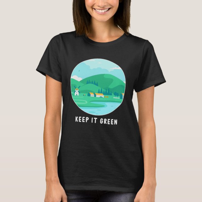 Keep It Green Eco friendly Earth Day T Shirt (Framsida)