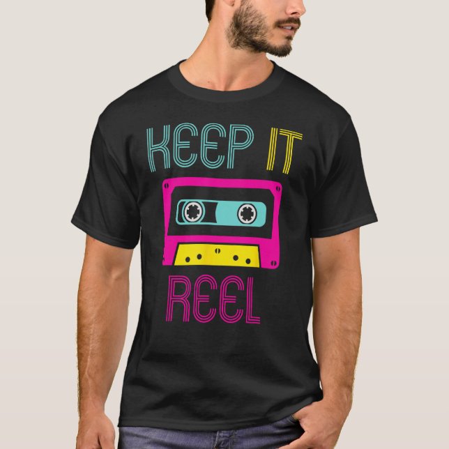 Keep It Reel Audio Cassette Retro Music Format T Shirt (Framsida)