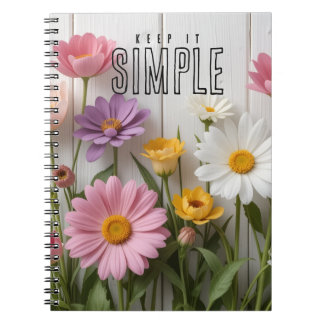 "Keep It Simple" Blommig Anteckningsbok