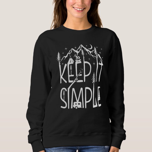 Keep It Simple Camping Mountain Adventure Camper T Shirt (Framsida)