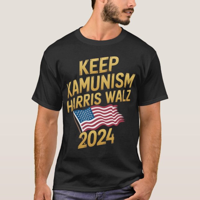 Keep Kamunism  Walz 2024 Show Your Pride boy T Shirt (Framsida)