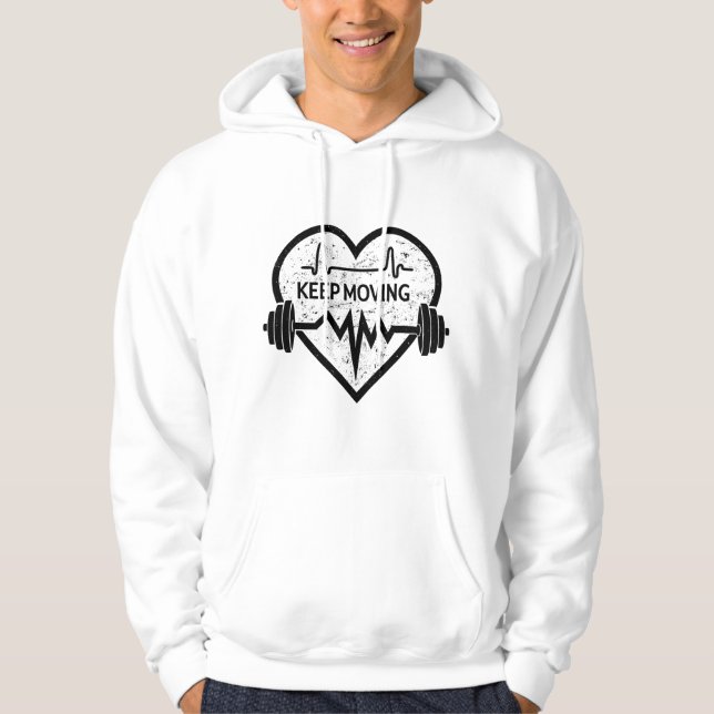Keep Moving Black Heart Hoodie – Minimal (Framsida)