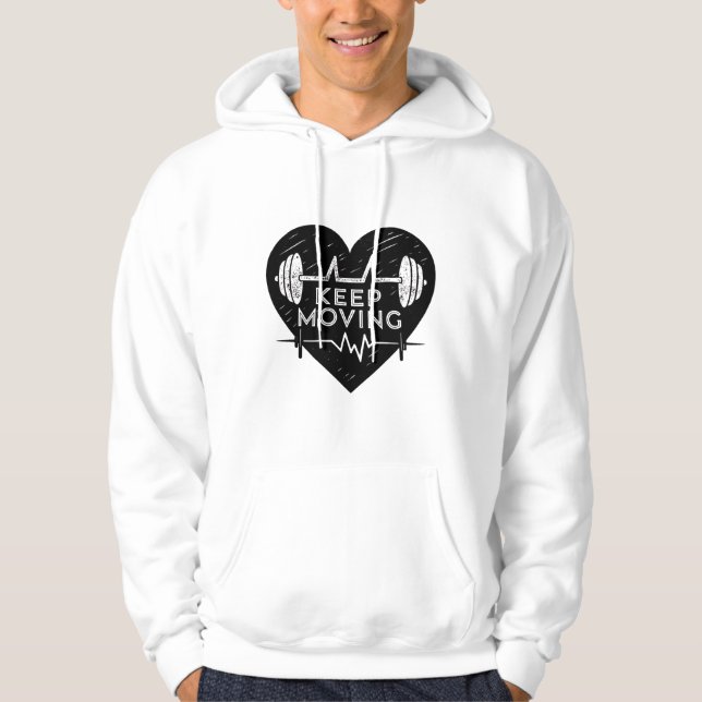 Keep Moving Black Heart Hoodie – Minimal Motivatio (Framsida)