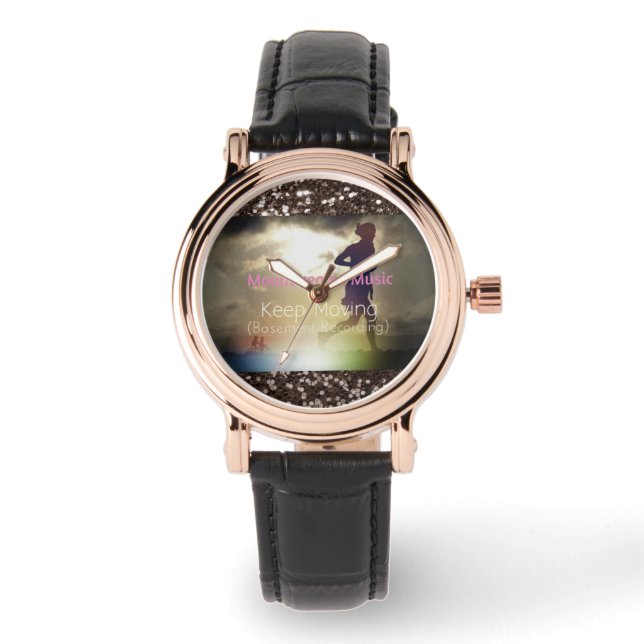 Keep Moving Brun Falskt Glitter Armbandsur (Framsida)