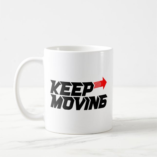 Keep Moving – Powerful Red Motivation Quote Design Kaffemugg (Vänster)