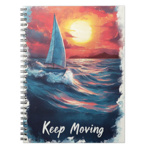 Keep Moving Segelbåt Journal Omslag – Inspirerande Anteckningsbok