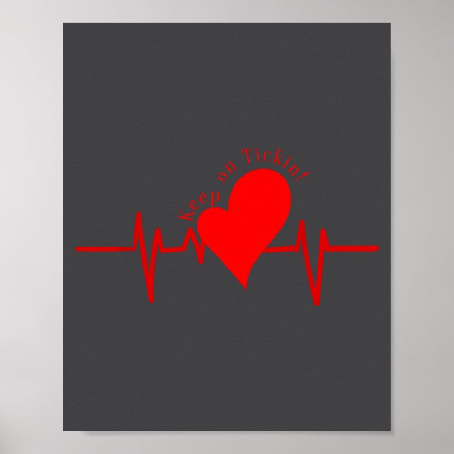 Keep On Tickin! Ekg Heartbeat Cow Valve Heart Pati Poster (Framsidan)