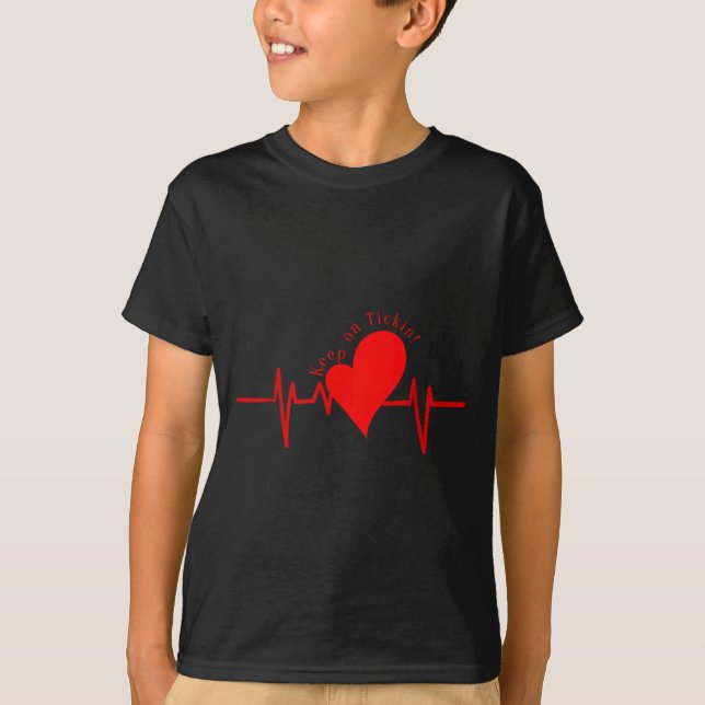 Keep On Tickin! Ekg Heartbeat Cow Valve Heart Pati T Shirt (Framsida)