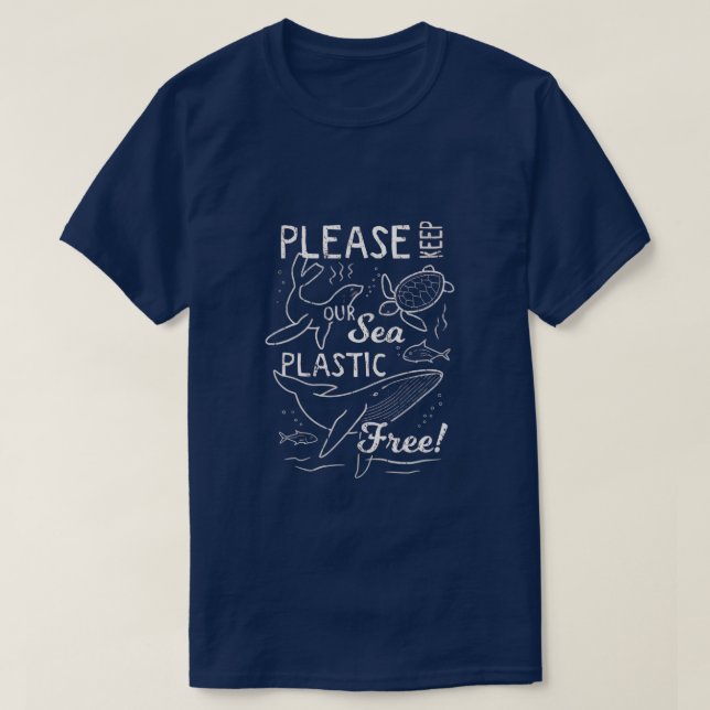 "Keep Our Sea Plastic-Free – Ocean Friends Edition T Shirt (Design framsida)