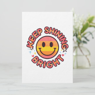 Keep Shining Bright Sticker – Retro 90s Smiley  Inbjudningar