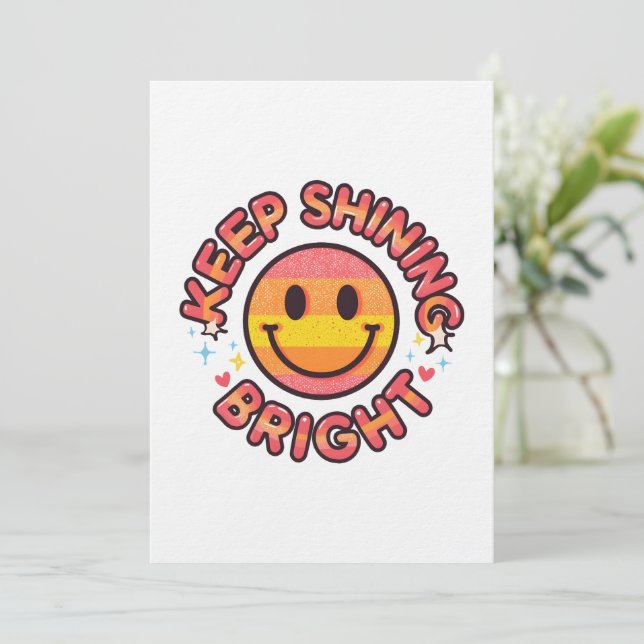 Keep Shining Bright Sticker – Retro 90s Smiley  Inbjudningar (Stående Fram)