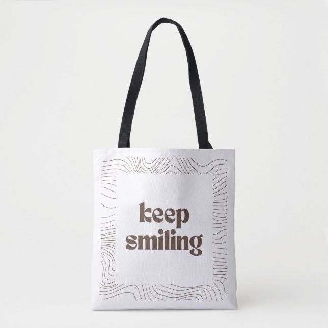 'Keep Smiling' Minimalistisk Konst Tygkasse (Framsida)