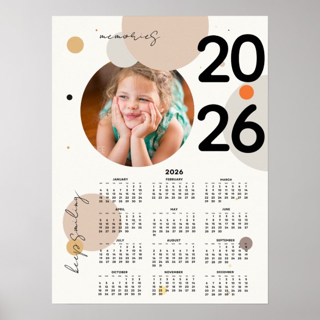 Keep Smiling Photo Calendar 2026 Poster 18x24 (Framsidan)