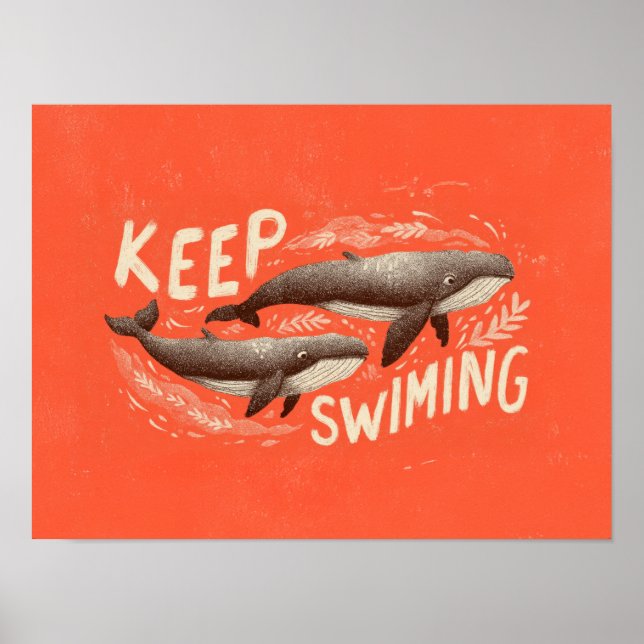 Keep Swimming Whales Poster (Framsidan)