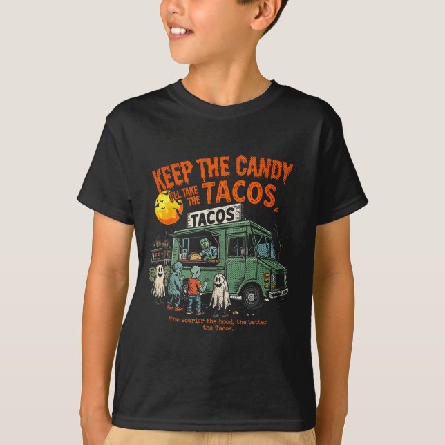 Keep The Candy Ill Take The Tacos - Halloween Taco T Shirt (Framsida)