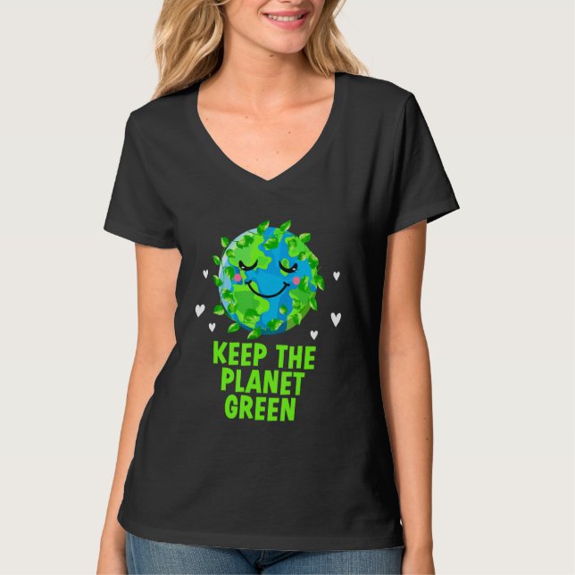 Keep the Planet Green Ecology Trees Ecosystem Wood T Shirt (Framsida)