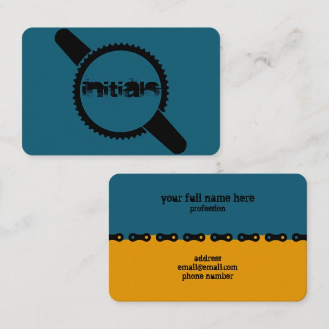 Keep Turning That Crank Blue Orange Visitkort (Fram/baksida)