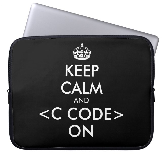 KeepCalm och c-kod på laptop sleeve | Geek humor (Framsidan)