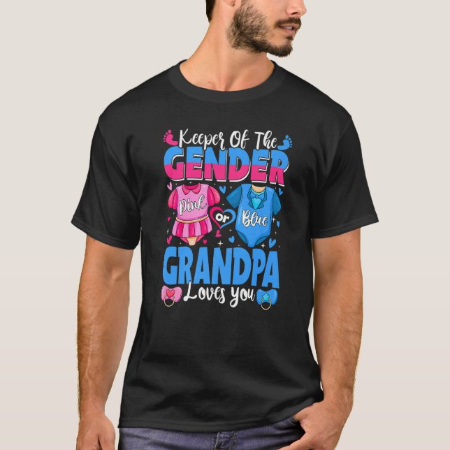 Keeper Of Gender Grandpa Loves You Pink Or Blue Ba T Shirt (Framsida)