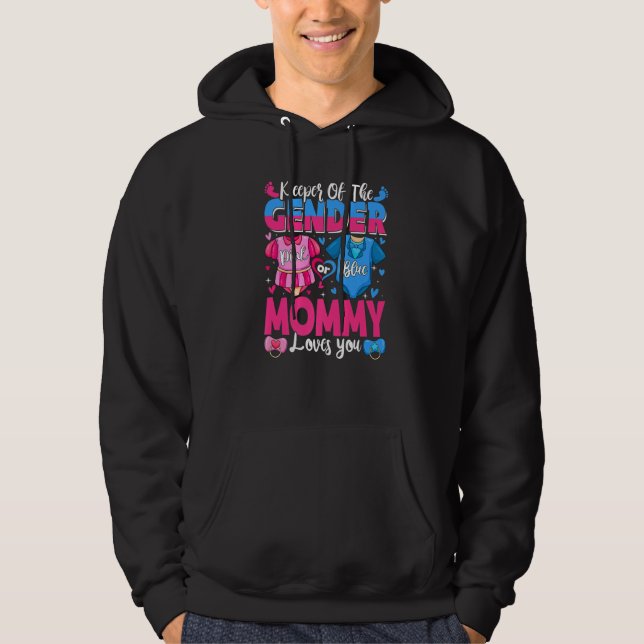 Keeper Of Gender Mommy Loves You Pink Or Blue Baby Hoodie (Framsida)