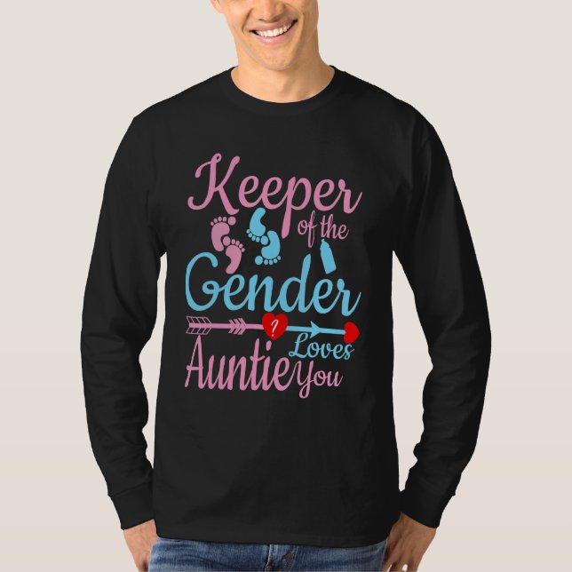 Keeper of the Gender Auntie  Gender Reveal Party I T Shirt (Framsida)