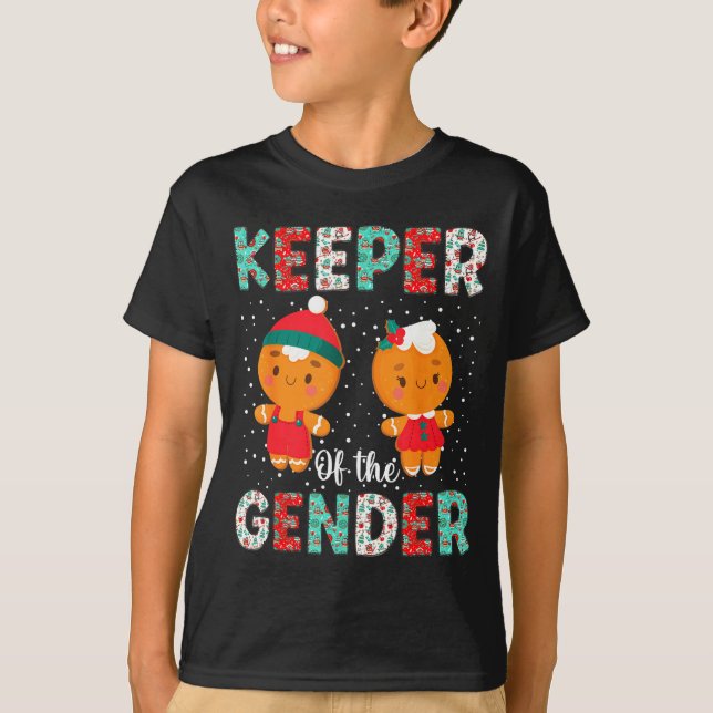Keeper Of The Gender Funny Christmas Shirt Gingerb T Shirt (Framsida)
