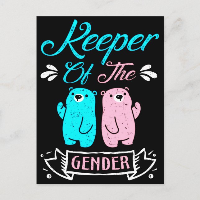 Keeper of the Gender Pink and Blue Teddy Bear Vykort (Framsida)