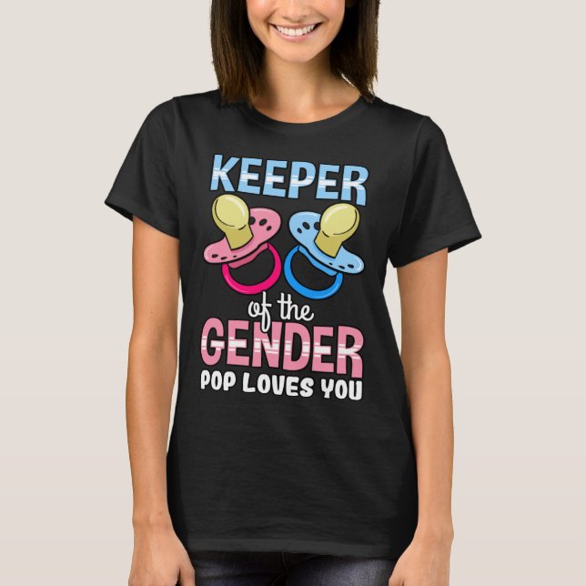 Keeper Of The Gender Pop Loves You Baby Shower Boy T Shirt (Framsida)