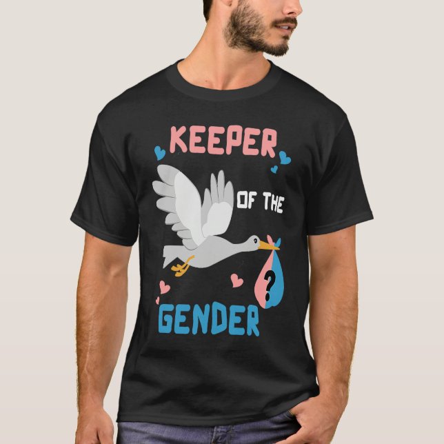 Keeper of the Gender Reveal Party Baby Shower Boy  T Shirt (Framsida)