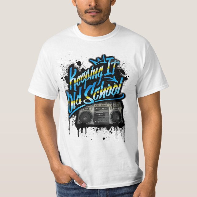 Keeping It Old School - Old School Boombox 80s  T Shirt (Framsida)