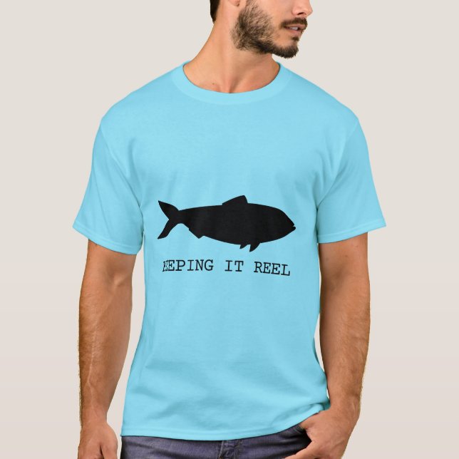 Keeping It Reel, Svart Fisk T Shirt (Framsida)
