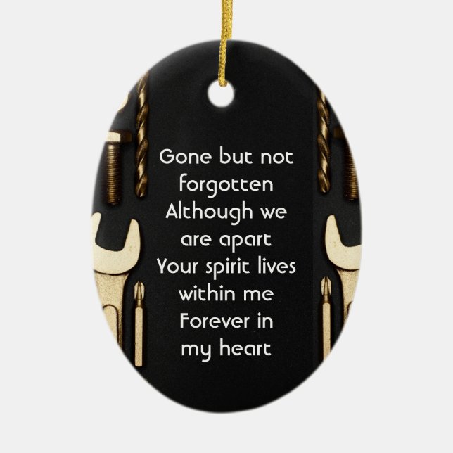 keepsak Memorial Photo Prayer Verktyg Mechanic Julgransprydnad Keramik (Framsidan)