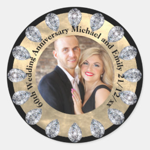 Keepsaké 60:e Bröllop ANNIVERSARY PHOTO DIAMOND Runt Klistermärke