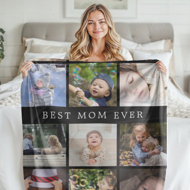 Keepsaké Best Mamma någonsin Photo Collage Mors da Fleecefilt (Keepsake Best Mom Ever Photo Collage Mothers Day Fleece Blanket)