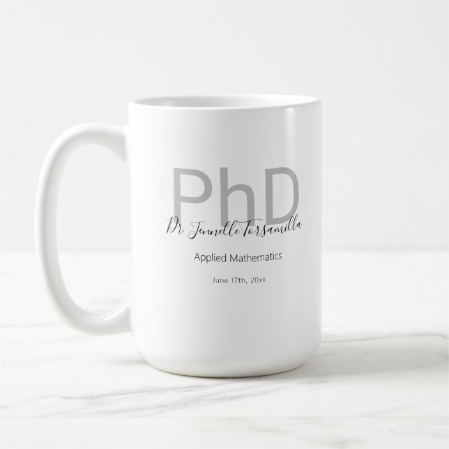Keepsaké Black Grått Namn PhD Studenten Kaffemugg (Vänster)