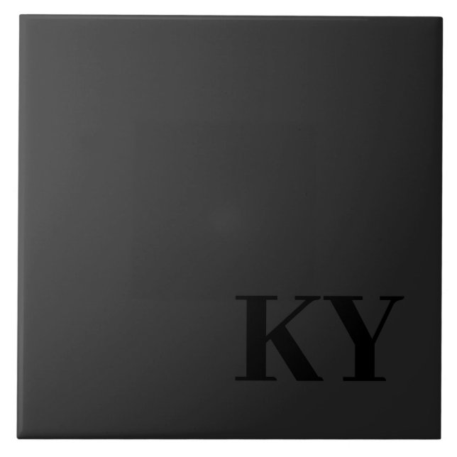 Keepsake Ceramic Tile - Initials, Black, Dark Grey Kakelplatta (Framsidan)