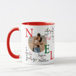 Keepsake Couples Photo Festive Colorful First Noel Mugg