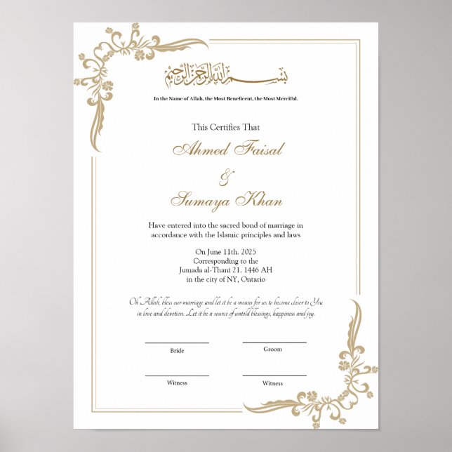 Keepsaké Elegant ram nikkah-kontrakt Poster (Framsidan)