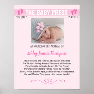 Keepsaké Photo Birth Poster