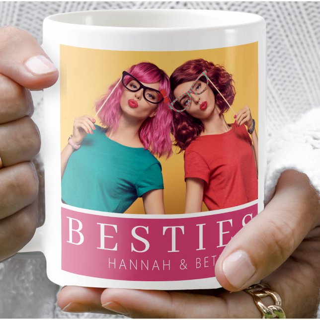 Keepsaké Photo Modern Besties Vänskap Kaffemugg (Skapare uppladdad)