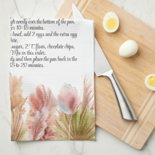Keepsaké Recipe Gift Elegant Boho Pampas Grass Kökshandduk