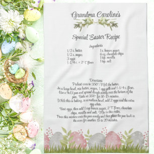 Keepsaké Recipe Gift Watercolor Påskägg Gräns Kökshandduk