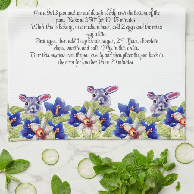Keepsaké Recipe Gift Watercolor-Påskhare Kökshandduk (Vikta)